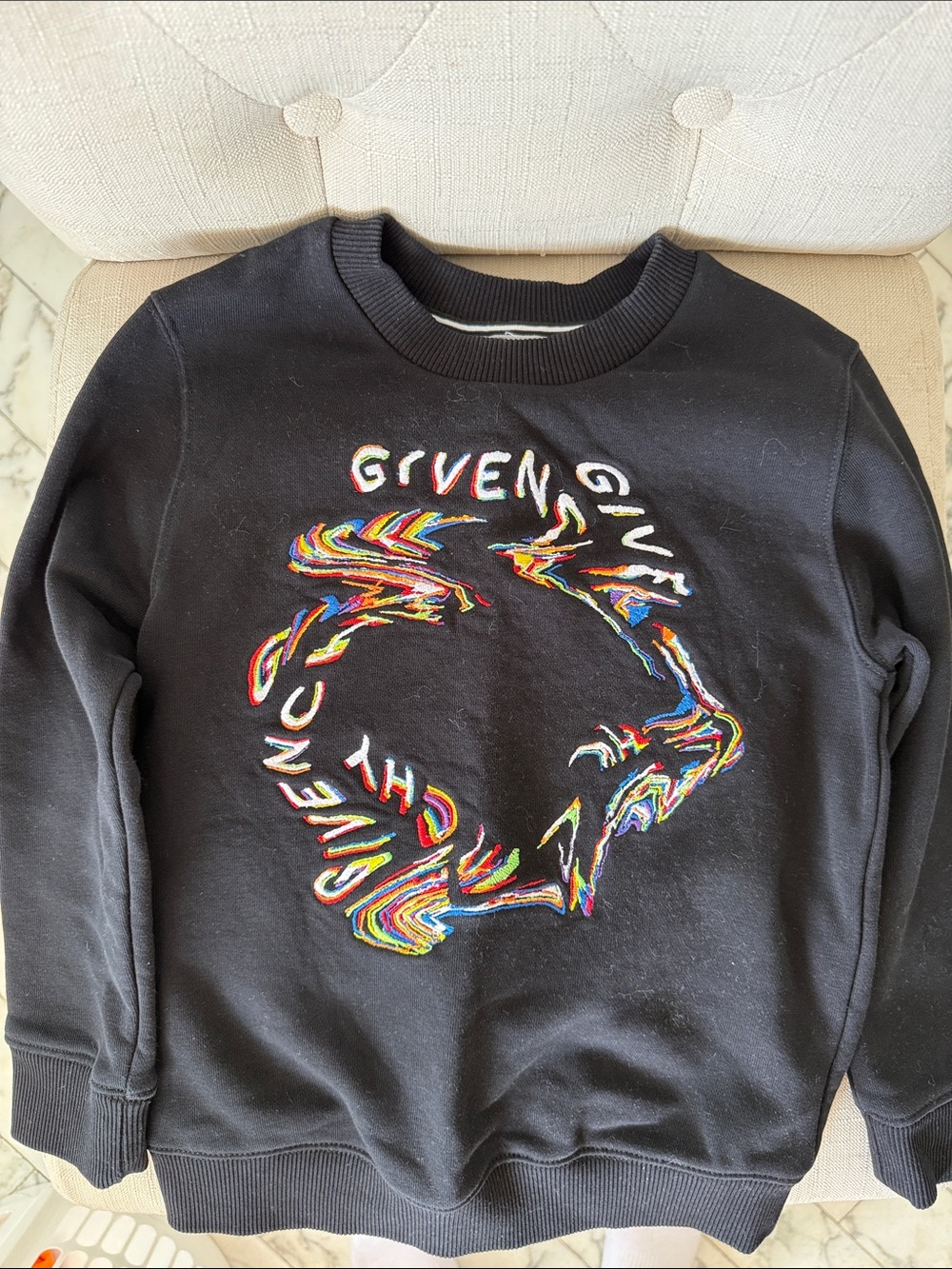Givenchy Black Kids Sweatshirt with Multicolor Embroidered Circular Logo